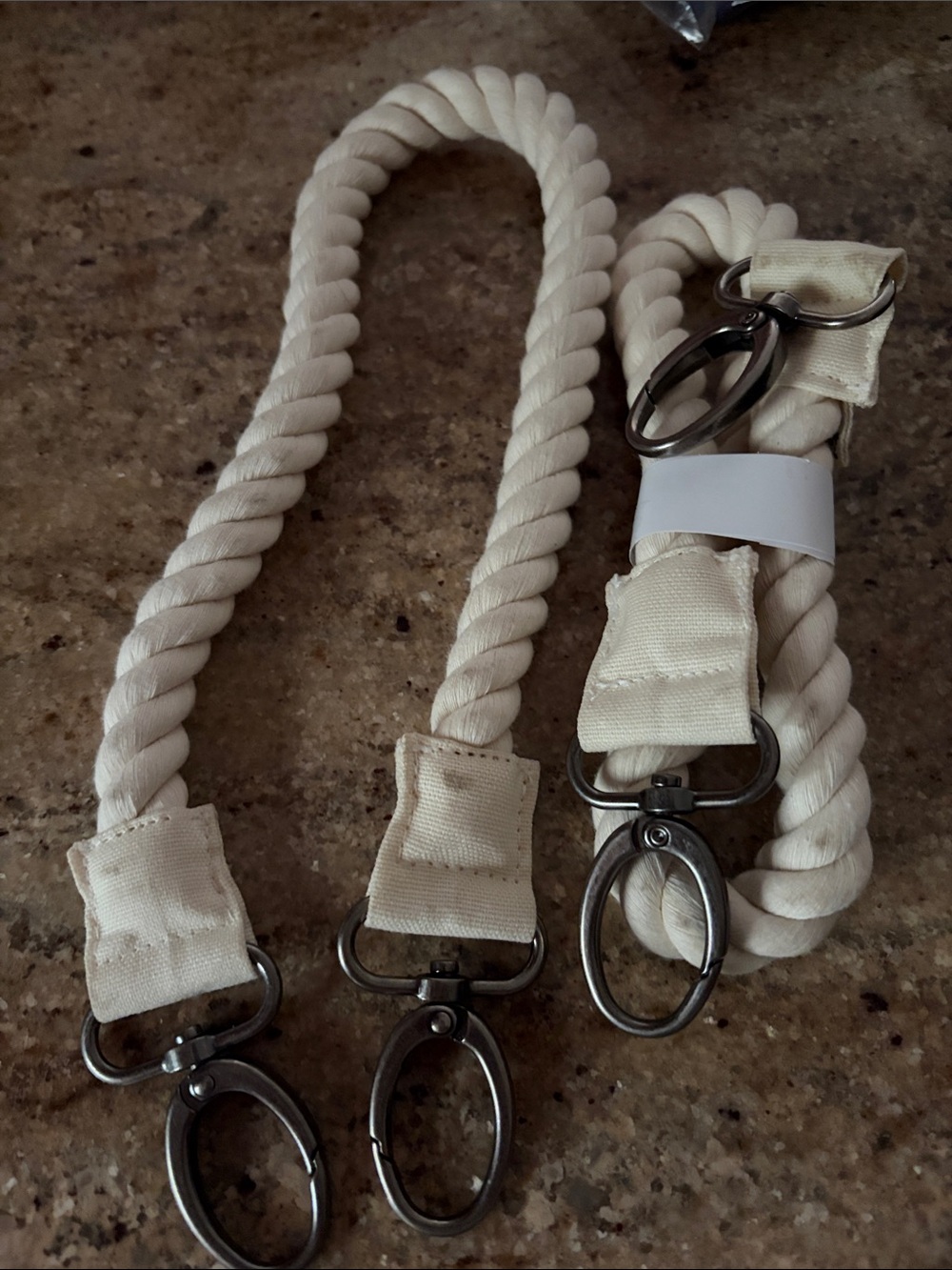 Canvas Rope Bag Strap in Cream with Metal Clips - thirty one